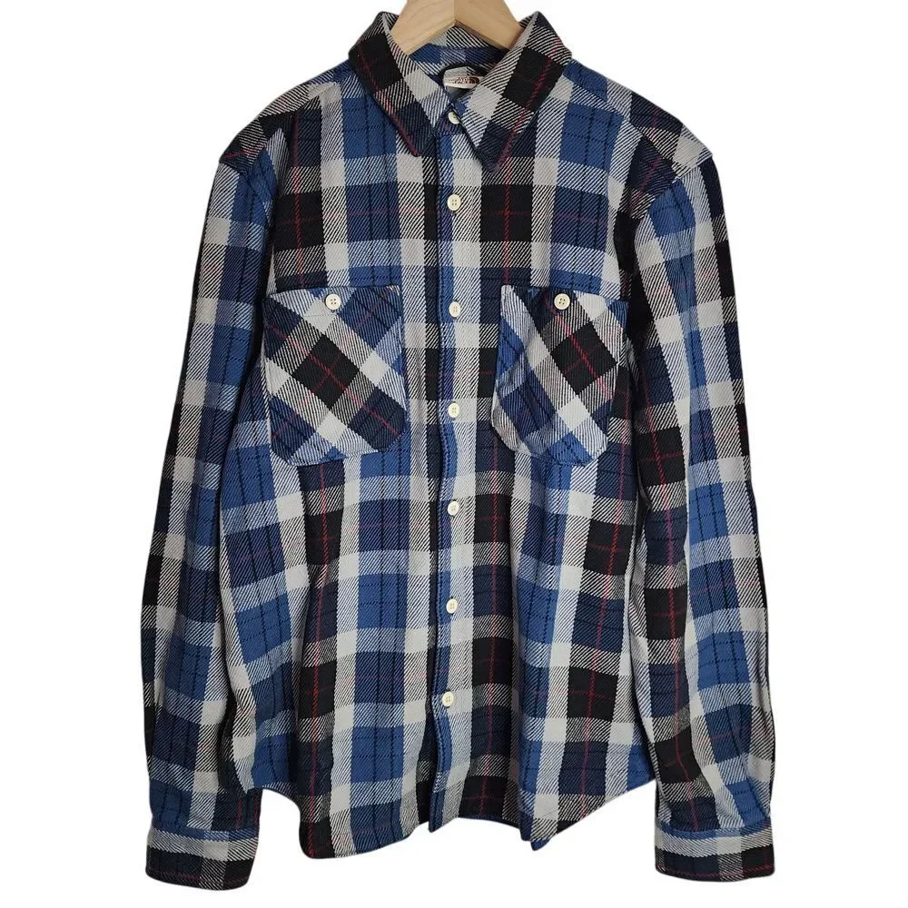 The North Face Flannel‎ Men's Medium Twill Plaid Button Up Blue NWT